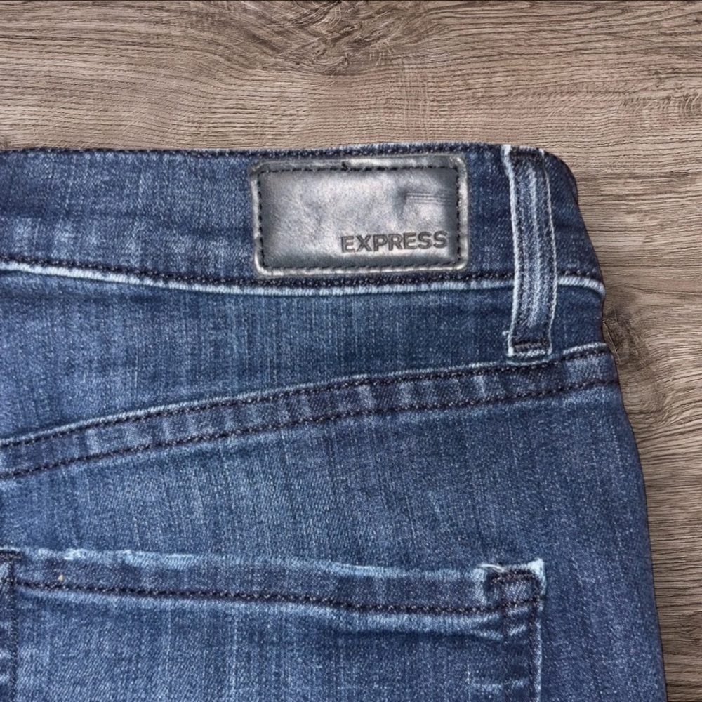 Express‎ Indigo Dark Wash High Rise Slim Distressed Denim Skinny Jeans Size 6 - Picture 5 of 5